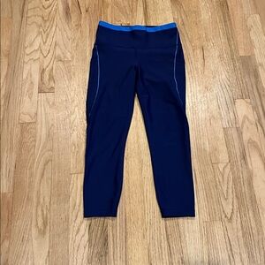 Athleta Deep Blue Leggings with Light Blue Trim